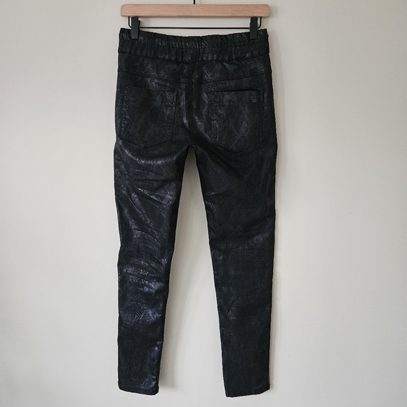 Bevy Flog Black Python Snakeskin Shely Drawstring Pants - Picture 10 of 15